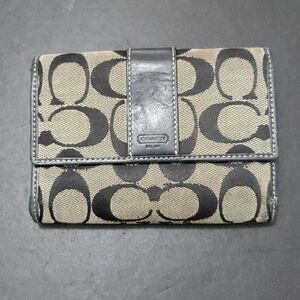 Tan and navy Coach wallet